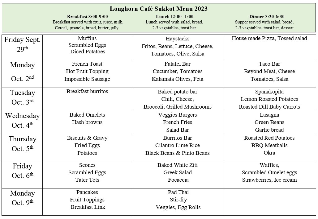 Food & Fellowship – Feast of Sukkot